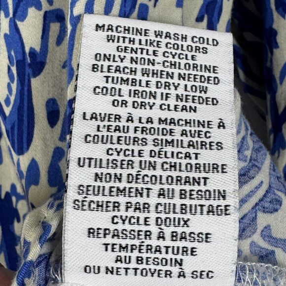 Magaschoni Blouse Womens XL Blue White Paisley Abstract Button Front Long Sleeve - Picture 12 of 12